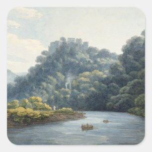 Goodrich Castle on the Wye (w/c, pen & ink, chalk Square Sticker