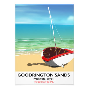 Goodrington Sands Devon vintage travel poster