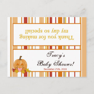 Goody Bag Topper Autumn Fall Pumpkin Baby Pink Invitation Postcard