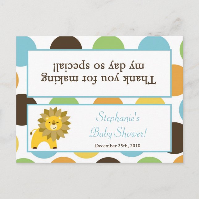 Goody Bag Topper Jungle King Lion Safari Animal Invitation Postcard (Front)