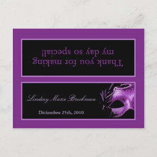 Goody Bag Topper Mis XV Purple Lilac Black Party Invitation Postcard
