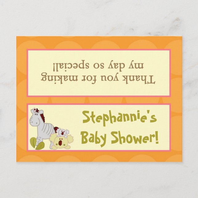 Goody Bag Topper Tropical Punch Girl Jungle Elepha Invitation Postcard (Front)