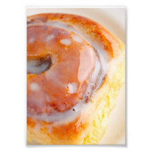 Gooey Cinnamon Roll with Icing - Dessert Photo Print