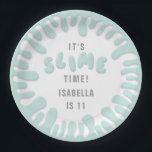 Gooey turquoise blue slime party paper plate<br><div class="desc">Gooey turquoise blue slime party paper plates. Fun,  bright modern party design. Part of a matching collection.</div>