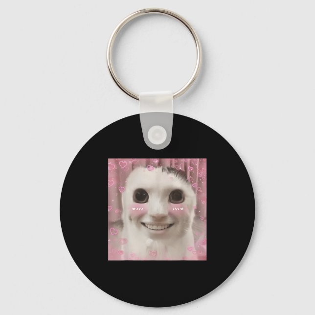 Goofy Ahh Cat Meme Dank Cursed Weirdcore Cringey B Key Ring (Front)