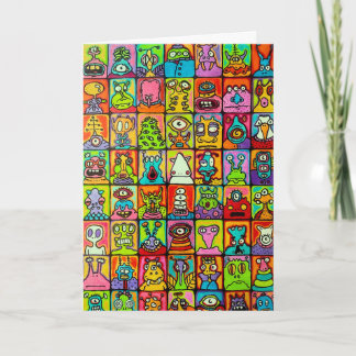 Goofy Aliens Cartoon Folded Greeting Card
