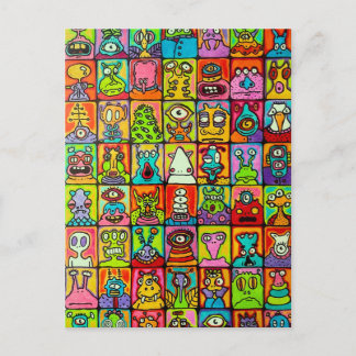 Goofy Aliens Cartoon Post Card