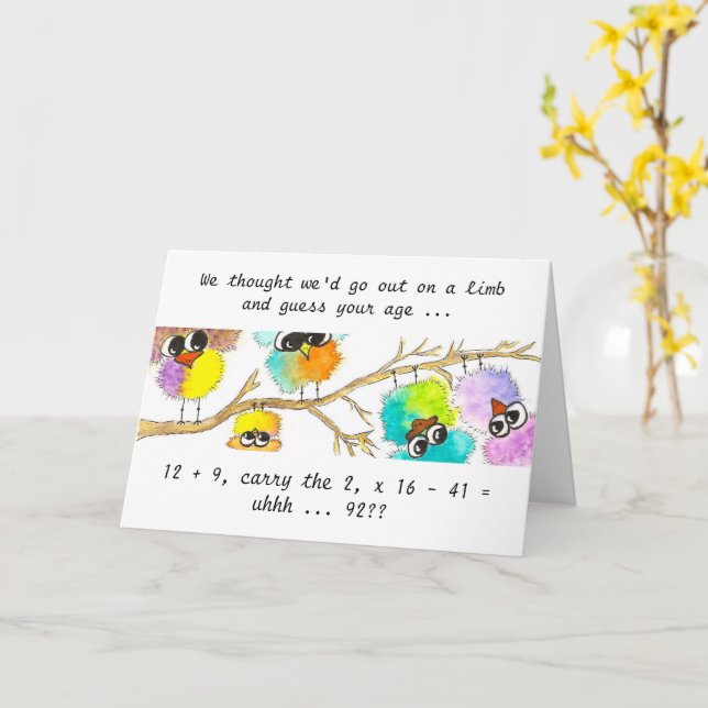 Goofy Birds and Math Birthday Card (Yellow Flower)