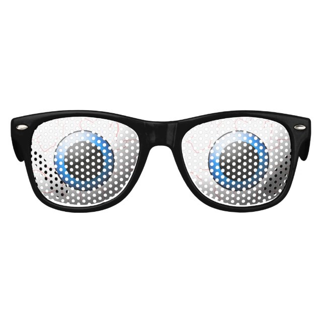 Goofy Bloodshot Blue Eyeballs Halloween Kids Sunglasses (Front)