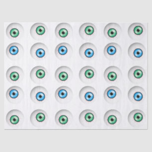 Goofy Blue and Green Eyeball Pattern Tissue Paper