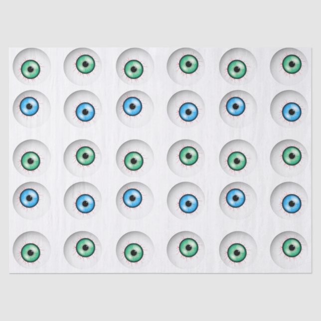Goofy Blue and Green Eyeball Pattern Tissue Paper (Front)