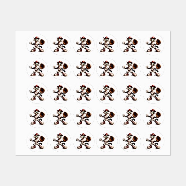Goofy Cat Baseball Pitcher Winds Up (Sheet)