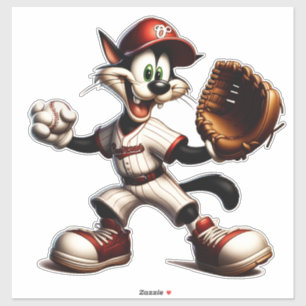 Goofy Cat Baseball Pitcher Winds Up
