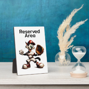 Goofy Cat Baseball Pitcher Winds Up Add Text Plaque