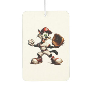 Goofy Cat Baseball Pitcher Winds Up Car Air Freshener
