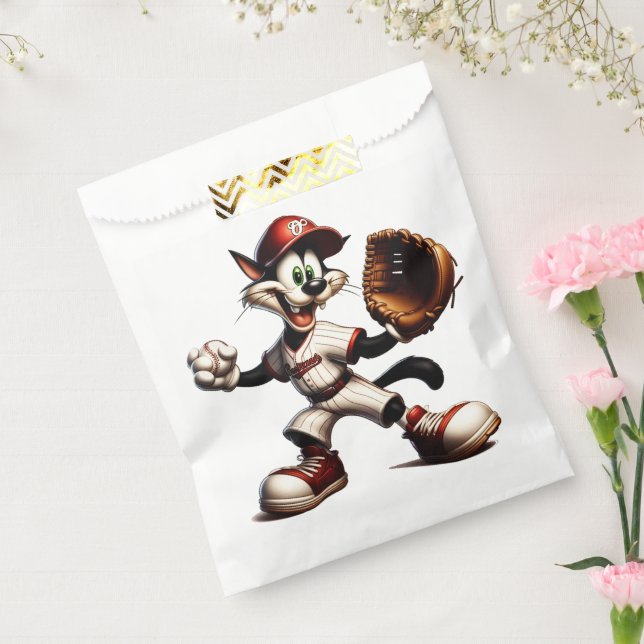 Goofy Cat Baseball Pitcher Winds Up Favour Bag (Sealed)