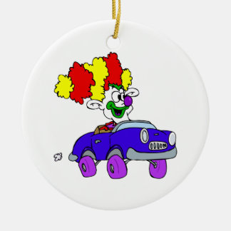 Goofy Clown in little car Ceramic Tree Decoration