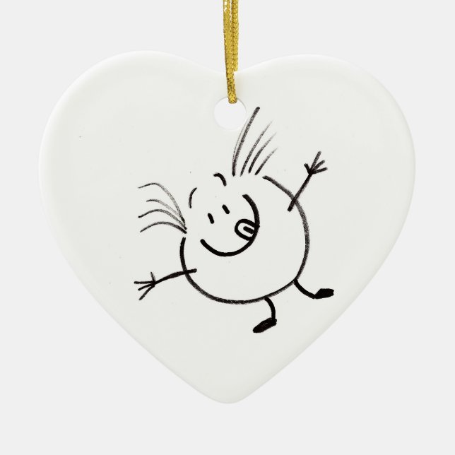 Goofy Doodle Guy Heart Ornament (Front)