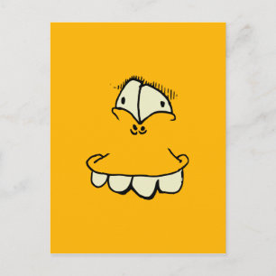 goofy eyes and teeth toon face postcard