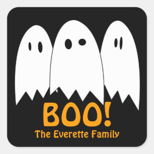 Goofy eyes floating white ghosts Halloween favour Square Sticker