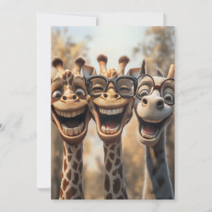 Goofy Giraffes in Glasses Card