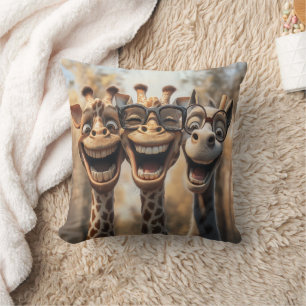 Goofy Giraffes in Glasses Cushion