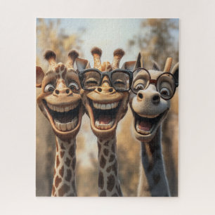Goofy Giraffes in Glasses Jigsaw Puzzle