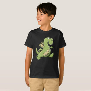 Goofy Green Cute Dragon Small Wings Kids T-Shirt