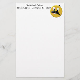 Goofy Happy Face with Moustache Stationery