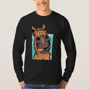 Goofy Horse Sticking Tongue Out Funny Farm Animal T-Shirt