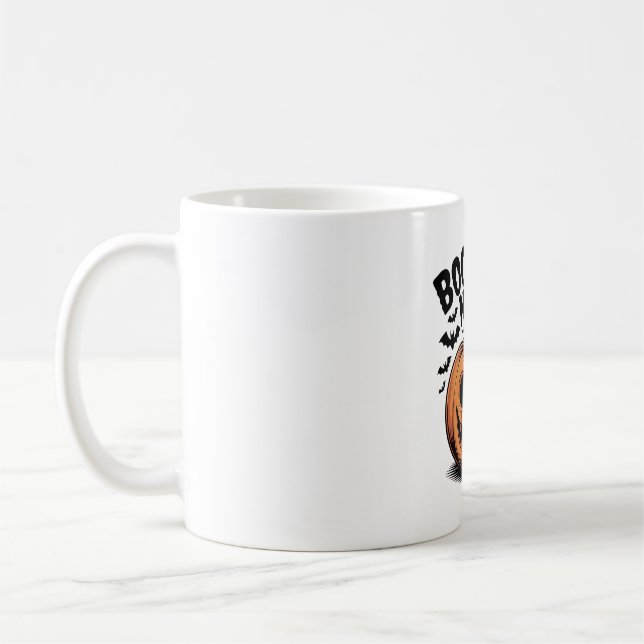 Goofy Jack-O’-Lantern Pumpkin Face Art Coffee Mug (Left)