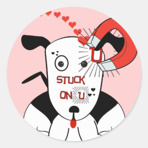 Goofy Magnet Stuck on Bull Terrier Classic Round Sticker