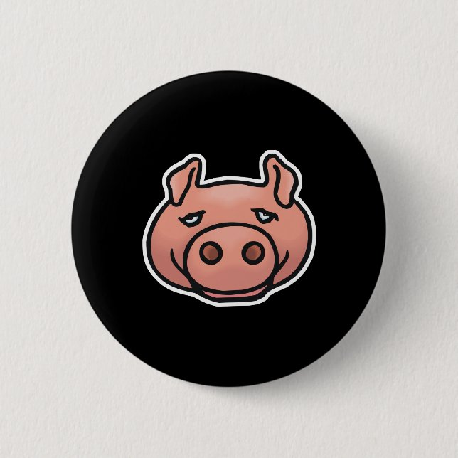 goofy pig face 6 cm round badge (Front)