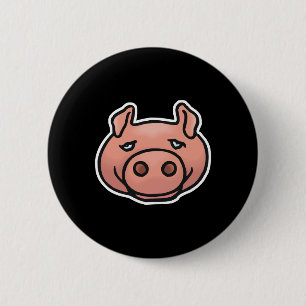 goofy pig face 6 cm round badge