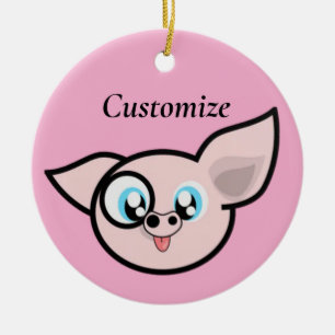Goofy Pig Smiling Thunder_Cove Ceramic Ornament