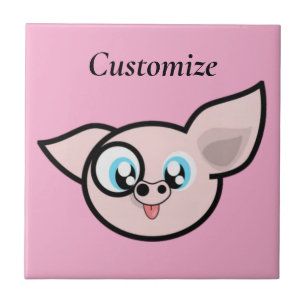 Goofy Pig Smiling Thunder_Cove Ceramic Tile