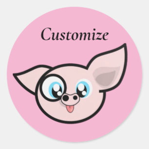 Goofy Pig Smiling Thunder_Cove Classic Round Sticker
