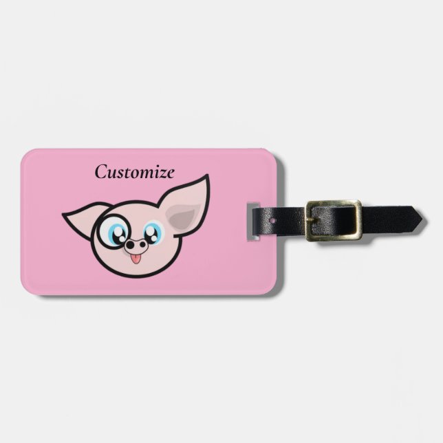 Goofy Pig Smiling Thunder_Cove Luggage Tag (Front Horizontal)
