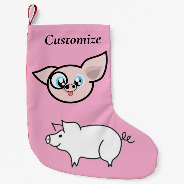 Goofy Pig Smiling Thunder_Cove Small Christmas Stocking (Front)