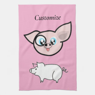 Goofy Pig Smiling Thunder_Cove Tea Towel