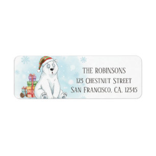 Goofy Polar Bear Christmas Presents  Return Address Label