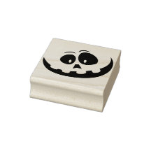 Goofy pumpkin face Halloween silhouette art stamp