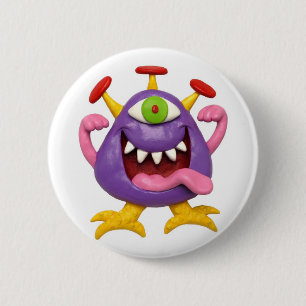 Goofy Purple Monster 6 Cm Round Badge