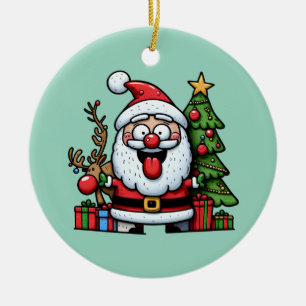 Goofy Santa Ceramic Ornament