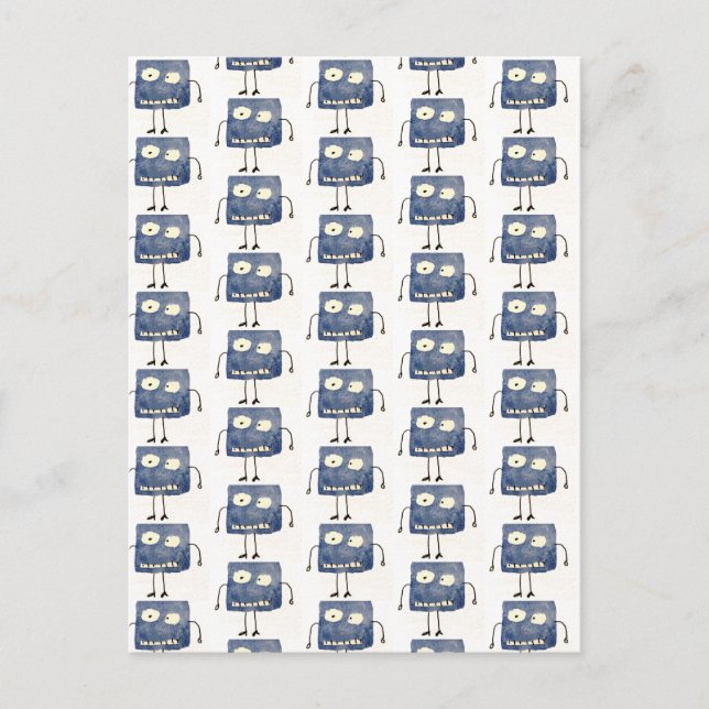 Goofy Square Blue Cartoon Guy Postcard (Front)