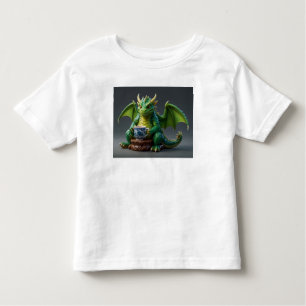 Goofy Welsh Dragon Drinking Tea Toddler T-Shirt