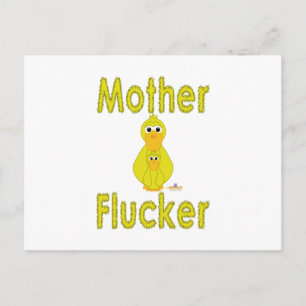 Goofy Yellow Duck And Baby Mother Flucker Postcard