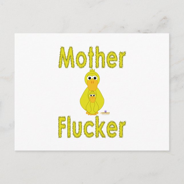 Goofy Yellow Duck And Baby Mother Flucker Postcard (Front)