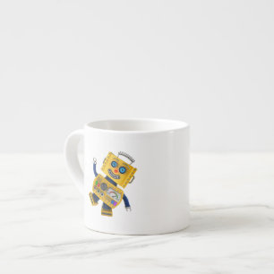 Goofy yellow toy robot espresso cup