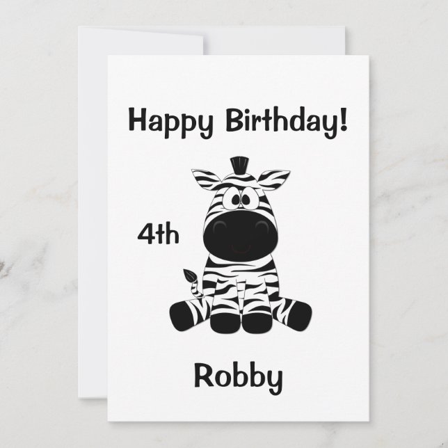Goofy Zebra Birthday Party Invitation (Front)